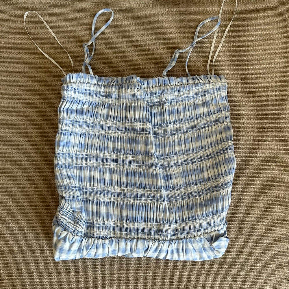 Reformation Kerrie Midi Dress - Crystal Check Blue Ivory Causal Summer Best - Picture 6 of 15